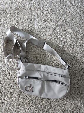 Calvin Klein Beige / Taupe Nylon Convertible Sling Backpack Crossbody Bag